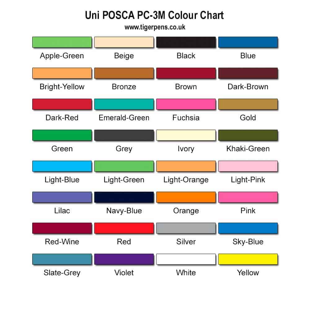 PC 3M Colour Chart