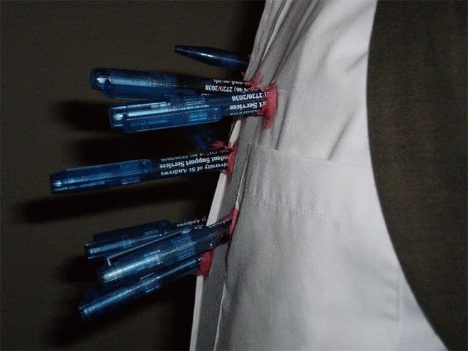 Pens Stabbed in the Chest