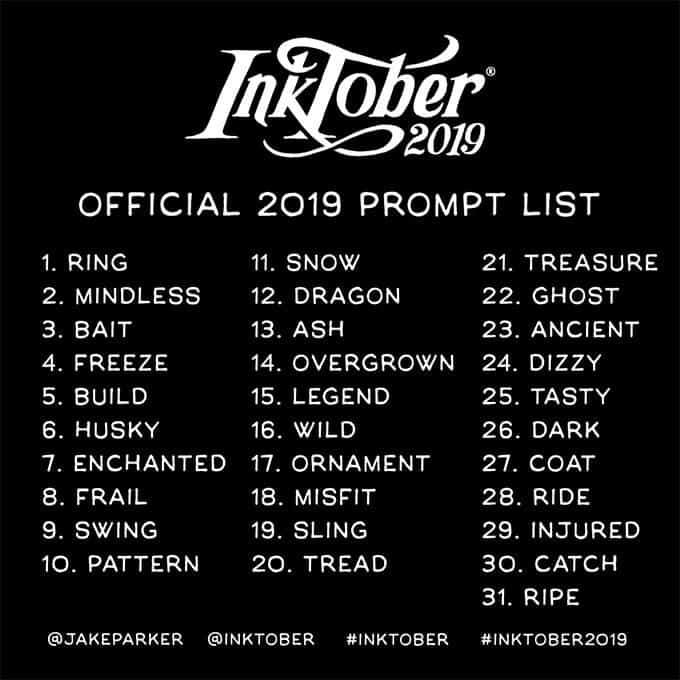 Inktober Prompt List
